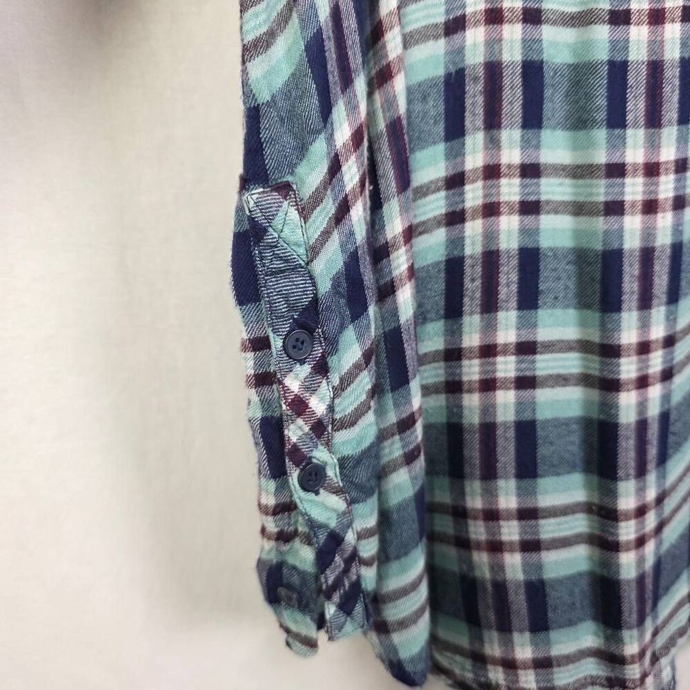 Lucky Brand Plaid Shirt XL Button Front Blue Green - Picture 2 of 9